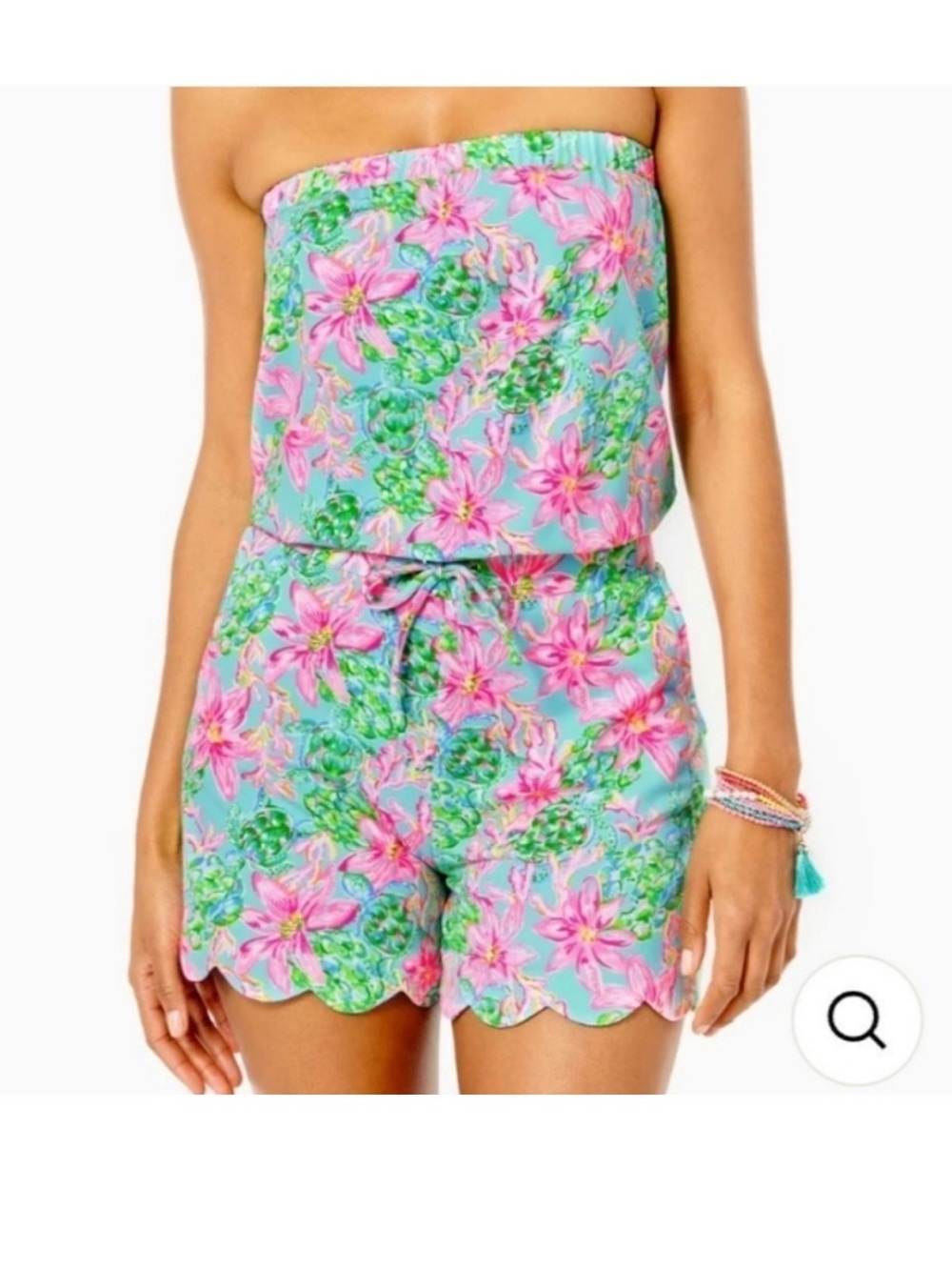 Lilly Pulitzer Aqua One-Piece Romper with Pink & Green Floral Print